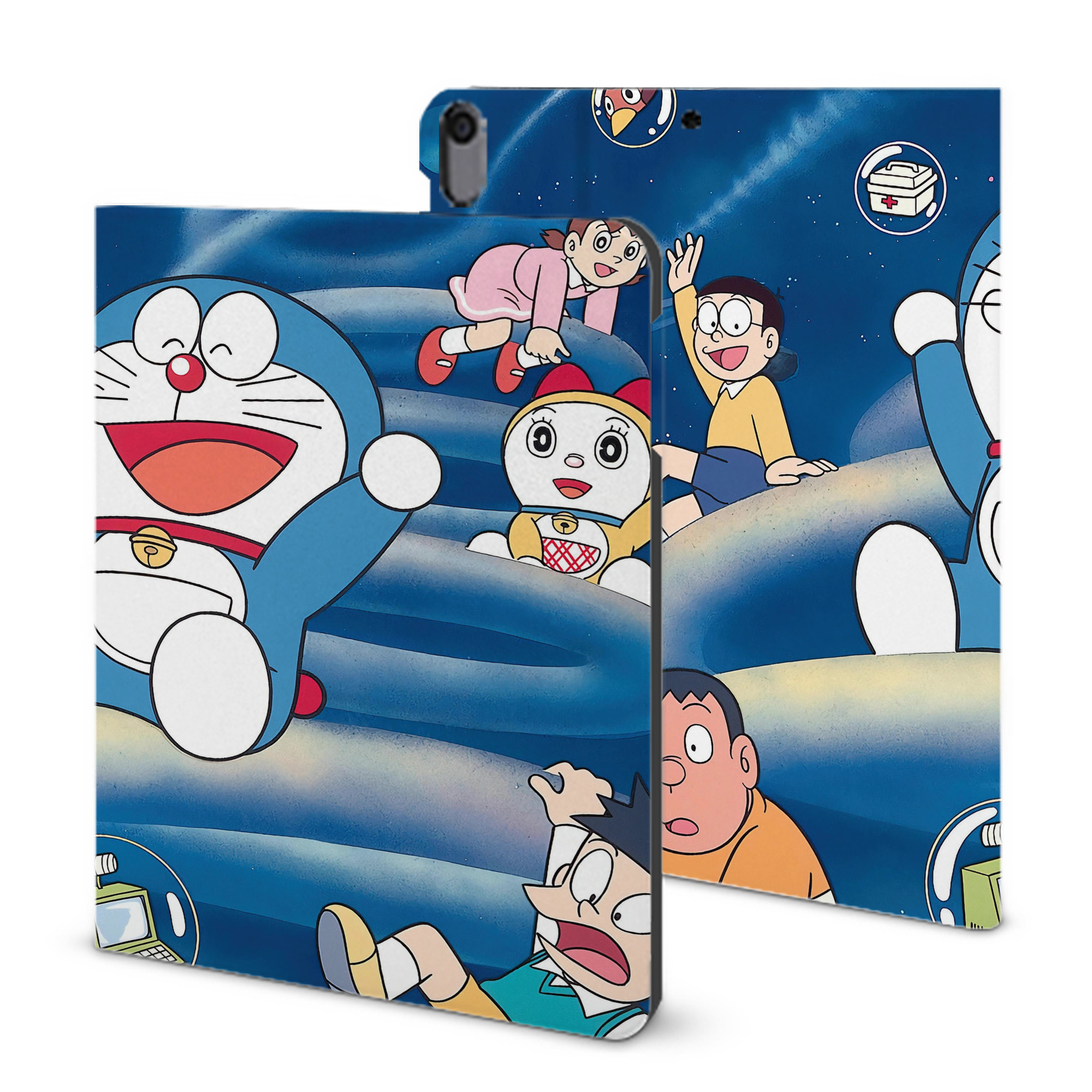 （画像用） ドラえもん Doraemon IPad ケース ブック型 PUレザー TPU 耐衝撃 軽量 薄型 ペン収納なし 全面保護 IPad 各モデル対応